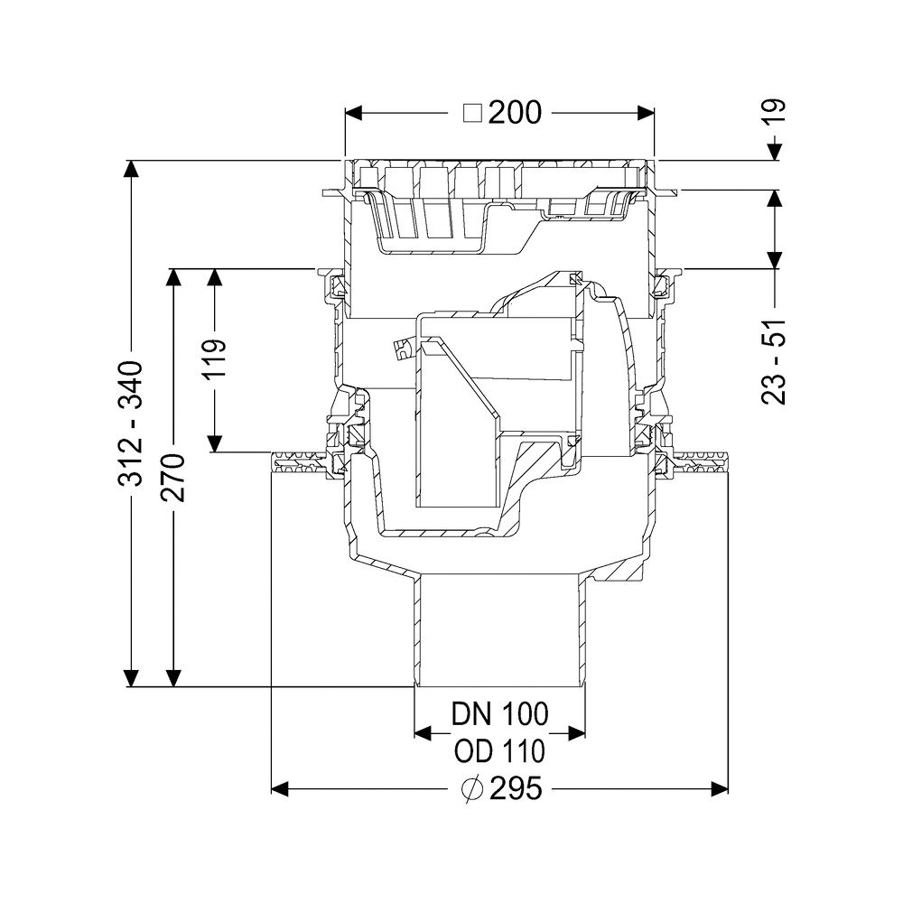 Kessel Kellerablauf Universale Plus Schwarz, Geruchsverschluss, wasserundurchlässig, Ausl... KESSEL-29131 4026092096895 (Abb. 2)