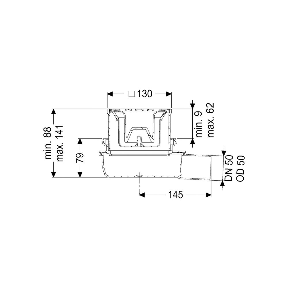 Kessel Bodenablauf Der Ultraflache 79 DN 50 Schlitzrost... KESSEL-44700.20 4026092080900 (Abb. 2)