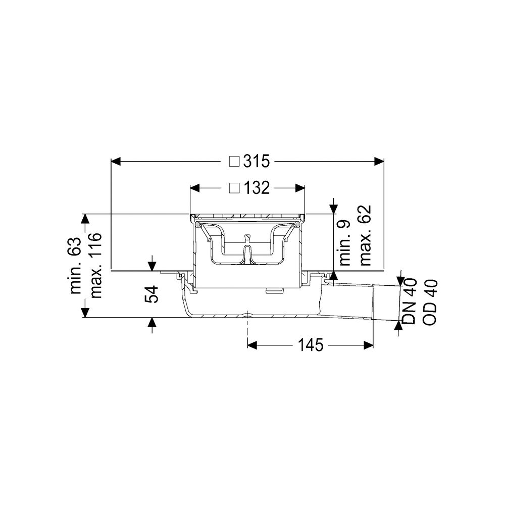 Kessel Bodenablauf Der Ultraflache 54 DN 40 WaD Designrost Kessel... KESSEL-44740.62M 4026092080771 (Abb. 2)