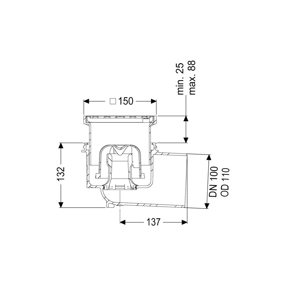 Kessel Boden-/Deckenablauf Practicus DN 100 Schlitzrost, seitlich... KESSEL-45110.11 4026092032961 (Abb. 2)