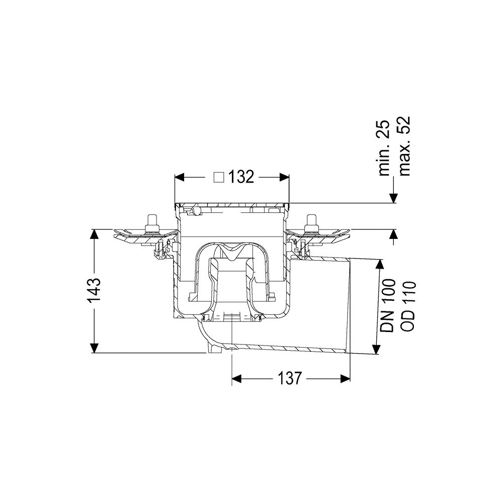 Kessel Bodenablauf Practicus Pressflansch DN 100 Designrost, seitlich... KESSEL-45119.63 4026092034064 (Abb. 2)