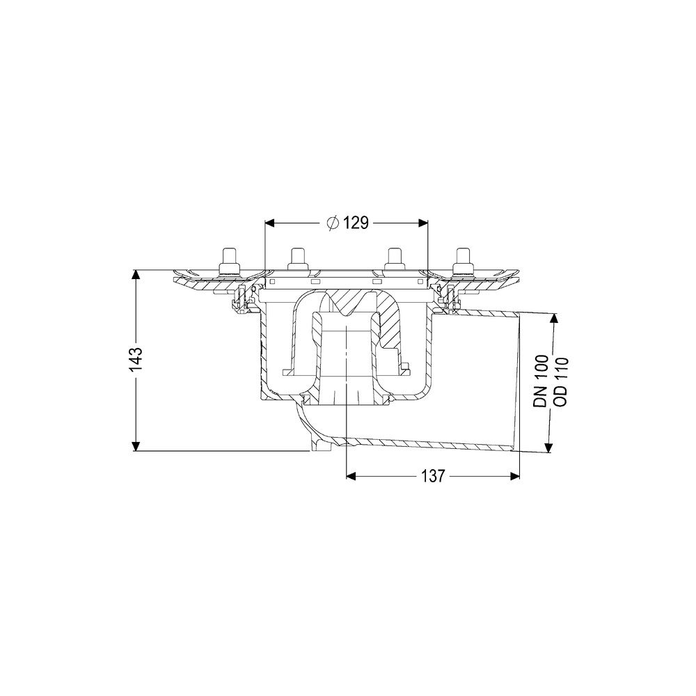 Kessel Practicus Grundkörper Pressflansch DN 100, Auslauf seitlich... KESSEL-45119 4026092033791 (Abb. 2)