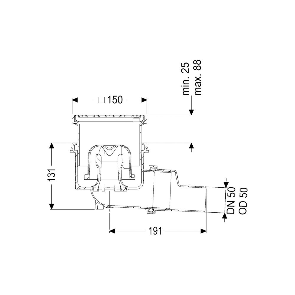 Kessel Boden-/Deckenablauf Practicus DN 50 Schlitzrost, seitlich... KESSEL-45150.11 4026092033722 (Abb. 2)