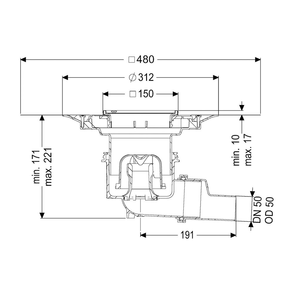 Kessel Boden-/Deckenablauf Practicus DN 50 Variofix Schlitzrost, seitlich... KESSEL-45150.51 4026092052679 (Abb. 2)