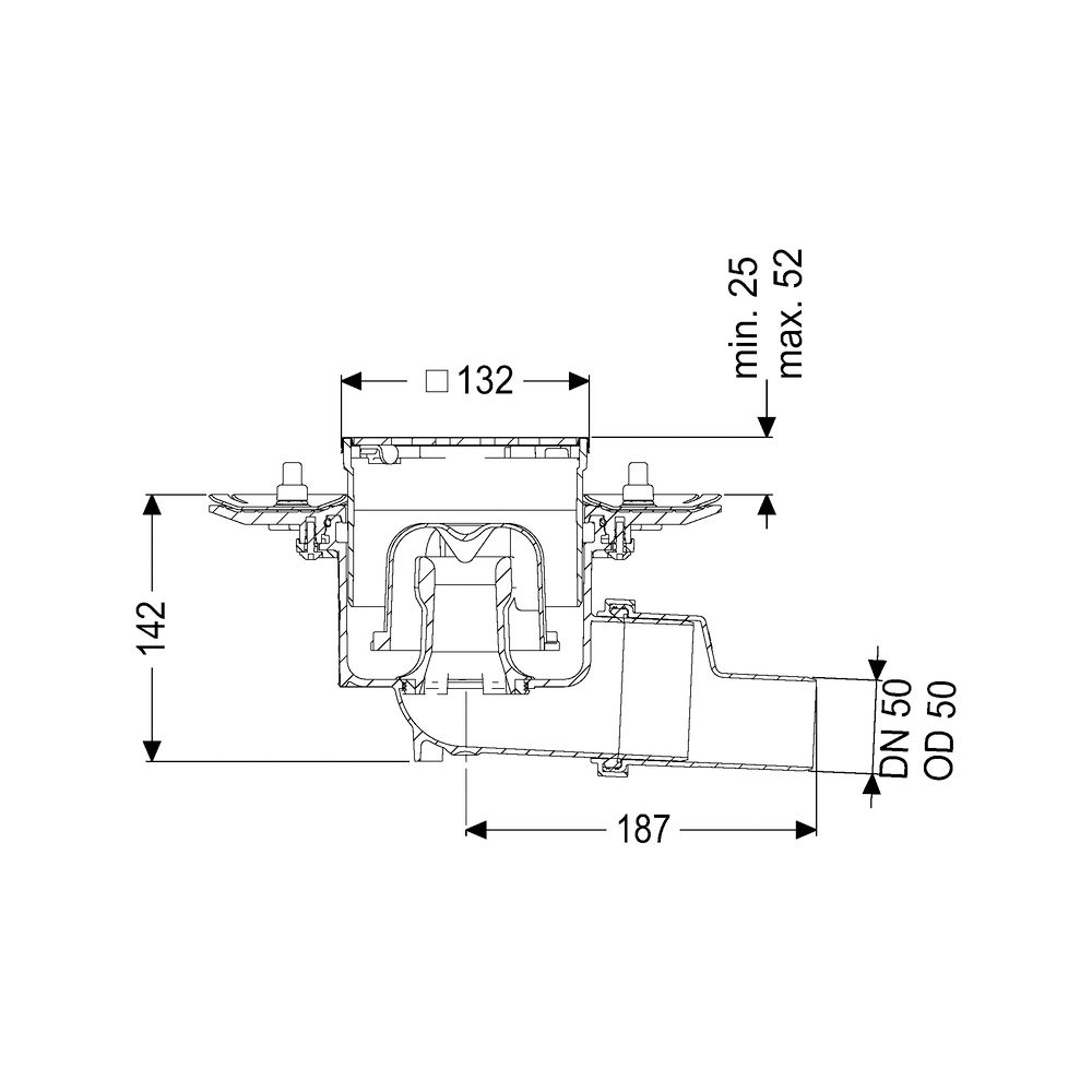 Kessel Bodenablauf Practicus Pressflansch DN 50 Designrost, seitlich... KESSEL-45159.63 4026092052570 (Abb. 2)