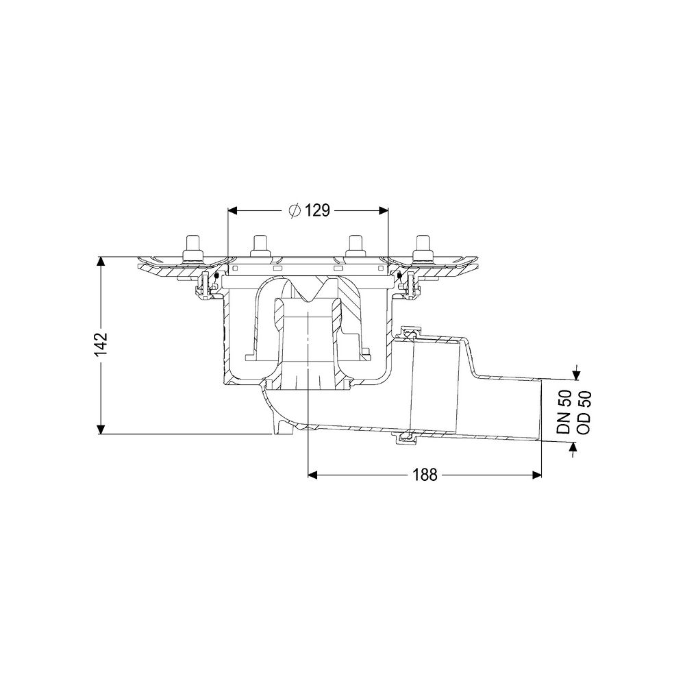 Kessel Practicus Grundkörper Pressflansch DN 50, Auslauf seitlich... KESSEL-45159 4026092033777 (Abb. 2)