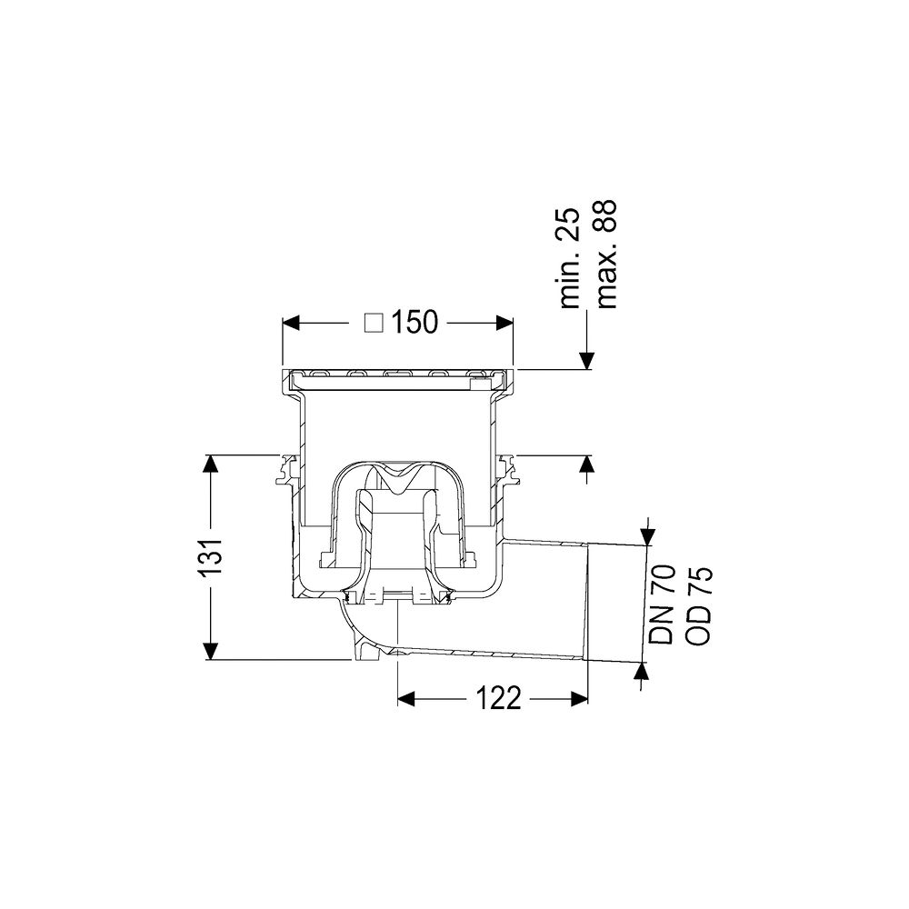 Kessel Boden-/Deckenablauf Practicus DN 70 Schlitzrost, seitlich... KESSEL-45170.11 4026092032909 (Abb. 2)