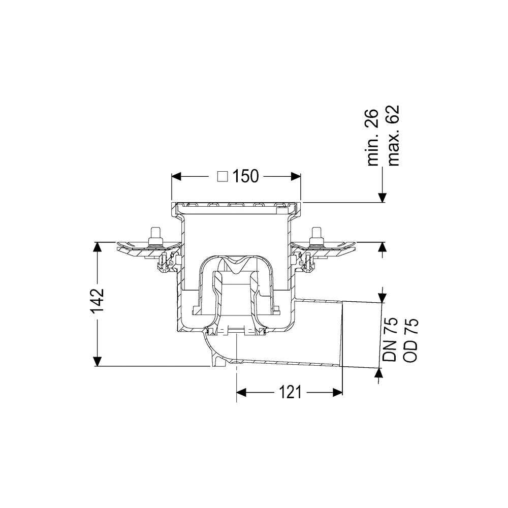 Kessel Bodenablauf Practicus Pressflansch DN 70 Schlitzrost, seitlich... KESSEL-45179.11 4026092033029 (Abb. 2)