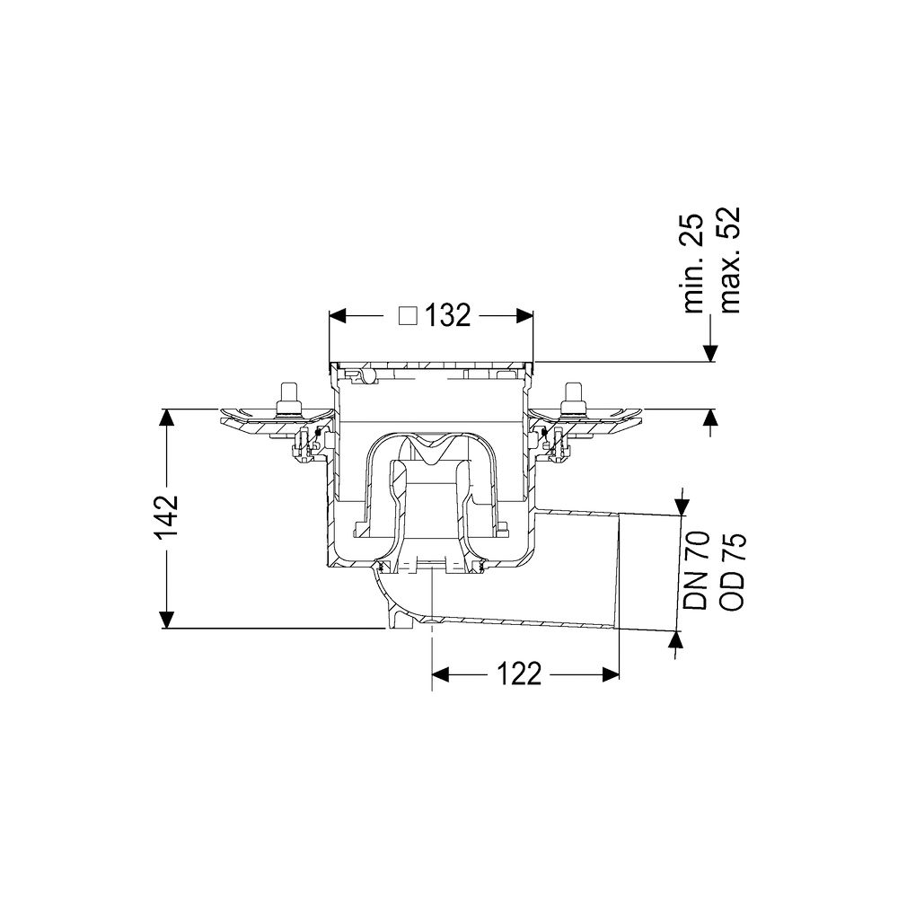 Kessel Bodenablauf Practicus Pressflansch DN 70 Designrost, seitlich... KESSEL-45179.63 4026092034071 (Abb. 2)