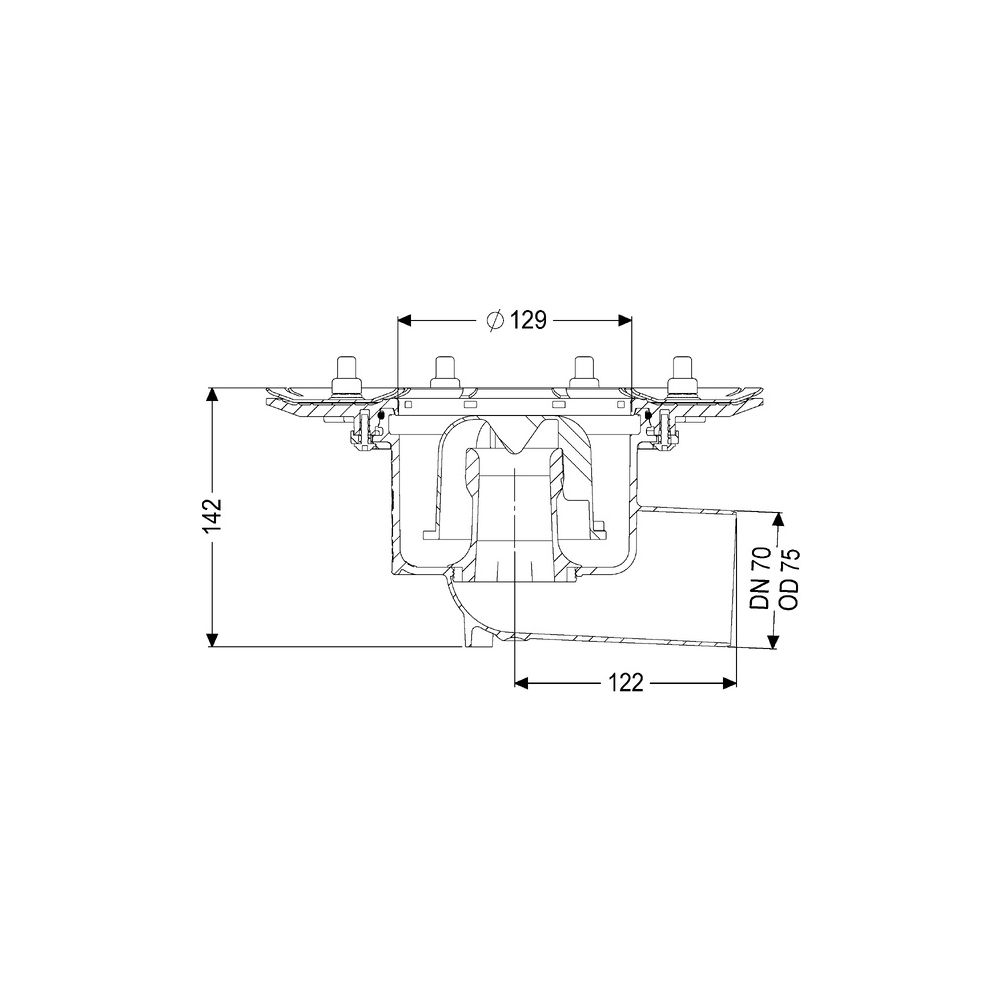 Kessel Practicus Grundkörper Pressflansch DN 70, Auslauf seitlich... KESSEL-45179 4026092033784 (Abb. 2)