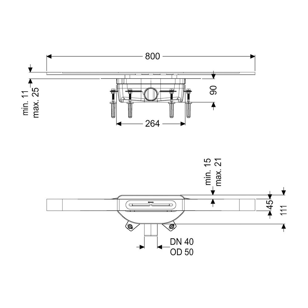 Kessel Duschrinne Linearis Infinity 90 Länge 800mm DN 50, Edelstahl gebürstet... KESSEL-45200.08 4026092093535 (Abb. 2)