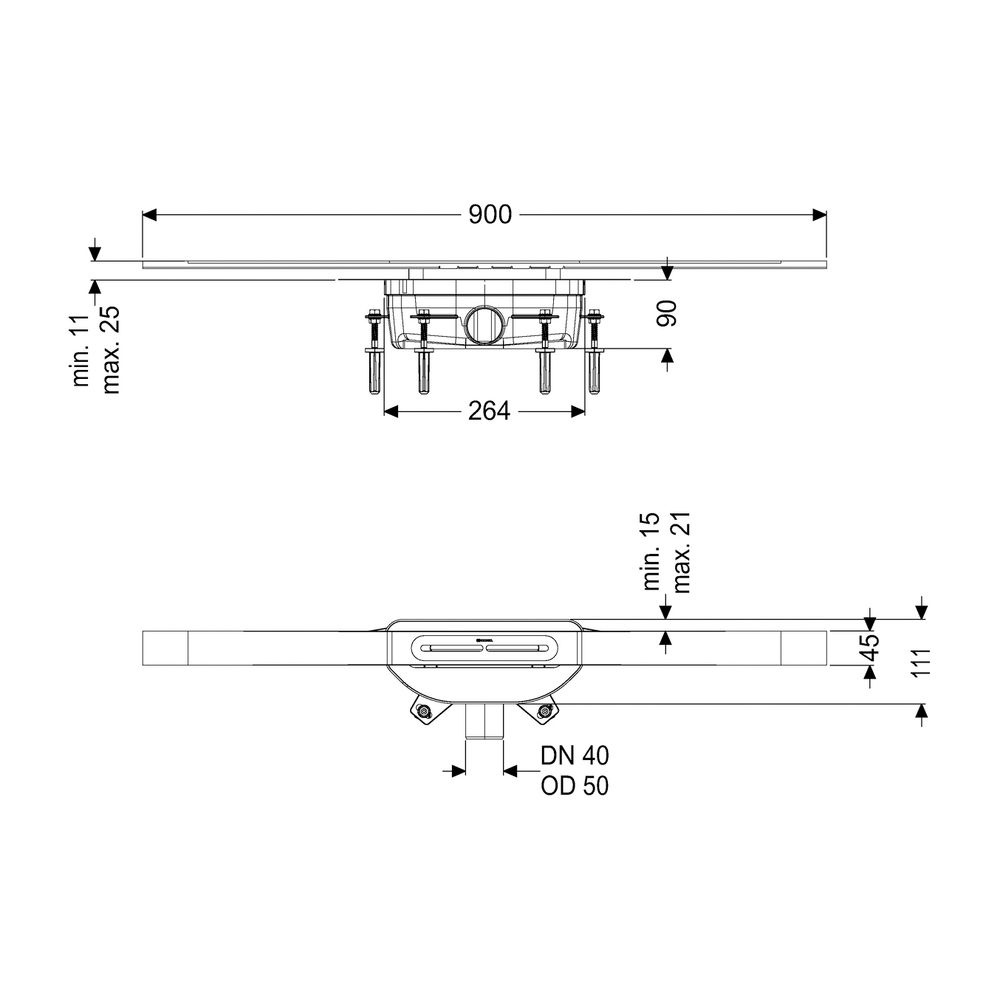 Kessel Duschrinne Linearis Infinity 90 Länge 900mm DN 50, Edelstahl gebürstet... KESSEL-45200.09 4026092093542 (Abb. 2)