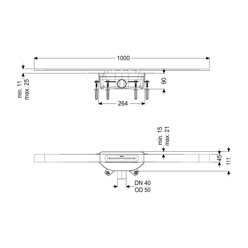 Kessel Duschrinne Linearis Infinity 90 Länge 1000mm DN 50, Edelstahl gebürstet... KESSEL-45200.10 4026092093559 (Abb. 2)