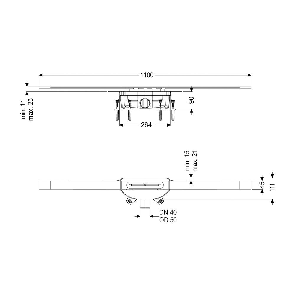 Kessel Duschrinne Linearis Infinity 90 Länge 1100mm DN 50, Edelstahl gebürstet... KESSEL-45200.11 4026092093566 (Abb. 2)