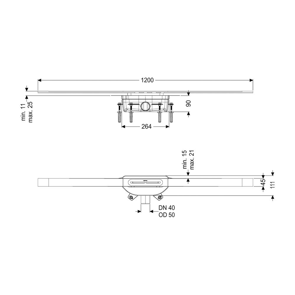 Kessel Duschrinne Linearis Infinity 90 Länge 1200mm DN 50, Edelstahl gebürstet... KESSEL-45200.12 4026092093573 (Abb. 2)