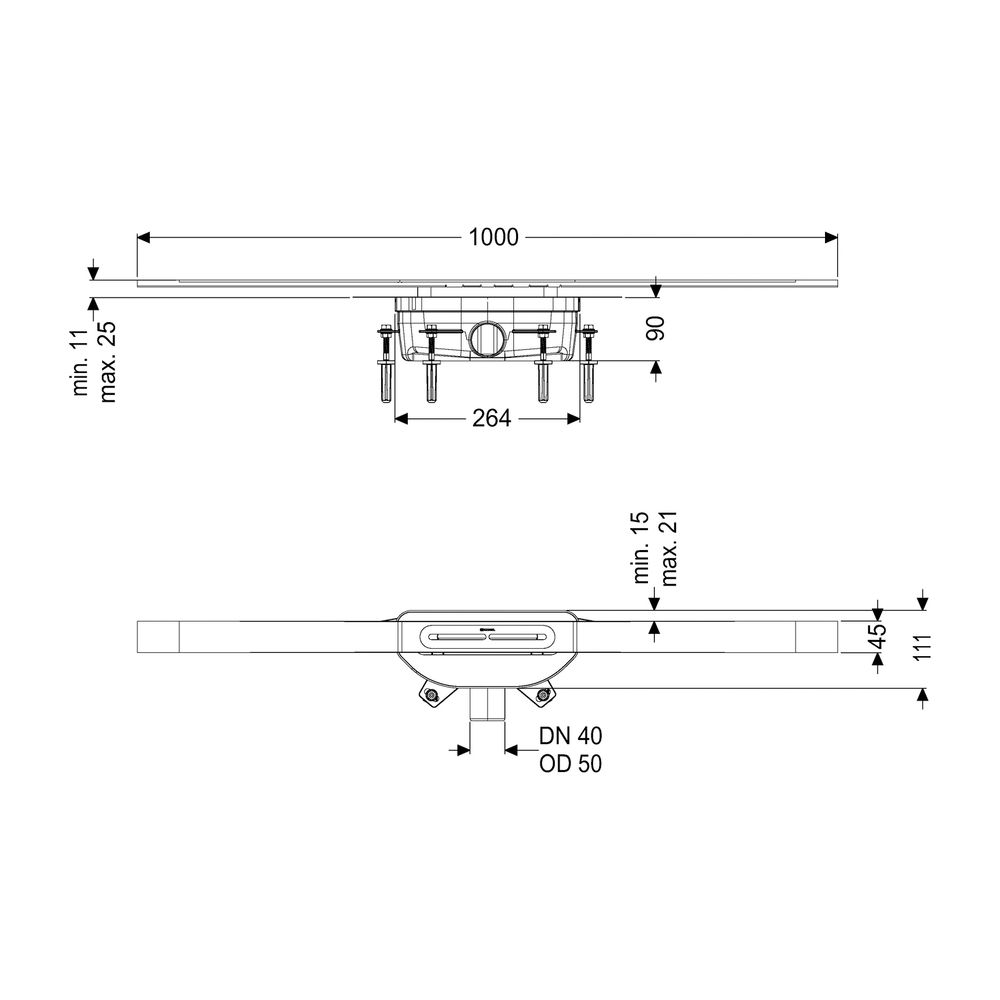 Kessel Duschrinne Linearis Infinity 90 Länge 1000mm DN 50, Kupfer gebürstet... KESSEL-45203.10 4026092094402 (Abb. 2)