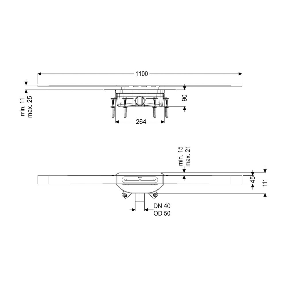 Kessel Duschrinne Linearis Infinity 90 Länge 1100mm DN 50, Kupfer gebürstet... KESSEL-45203.11 4026092094419 (Abb. 2)