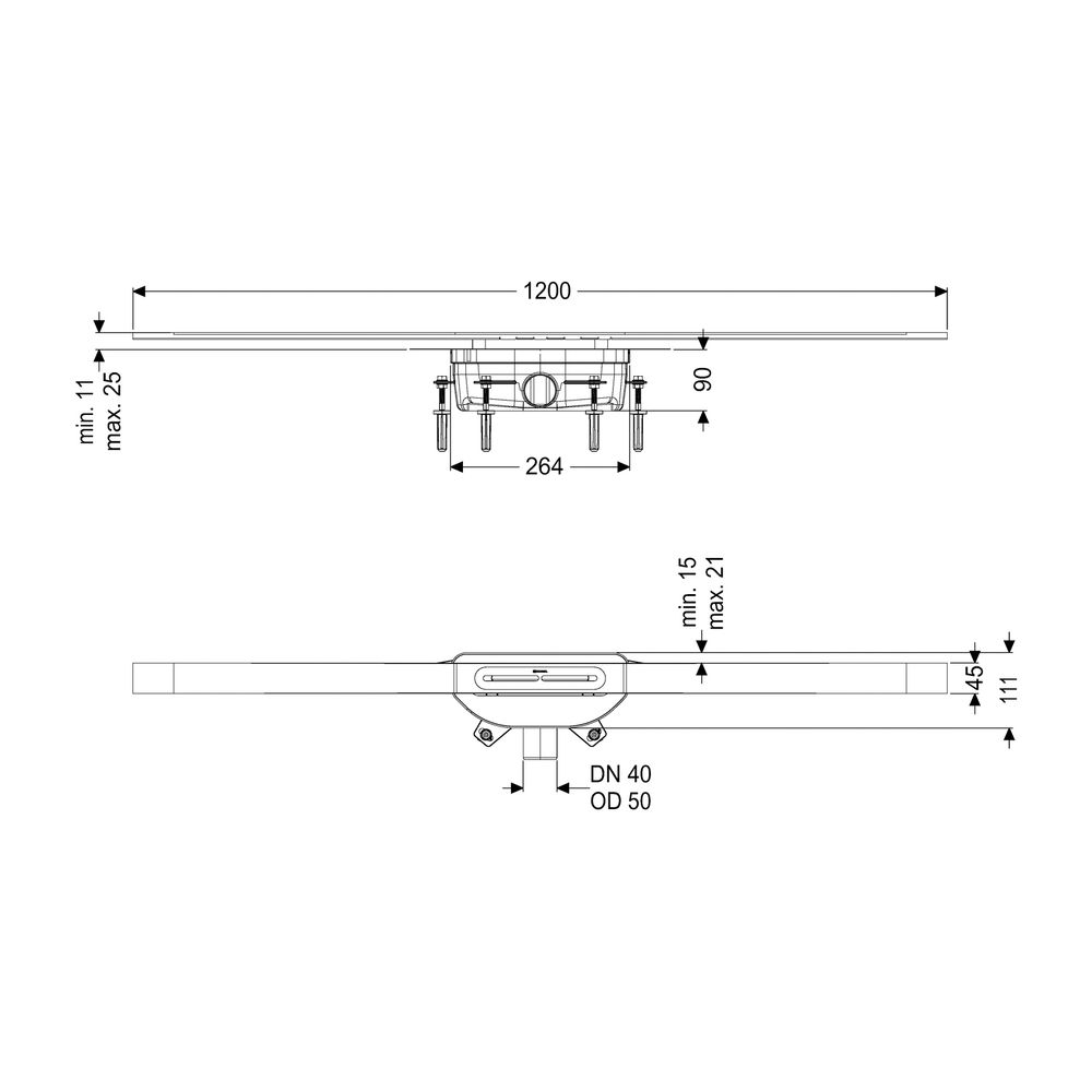 Kessel Duschrinne Linearis Infinity 90 Länge 1200mm DN 50, Kupfer gebürstet... KESSEL-45203.12 4026092094426 (Abb. 2)