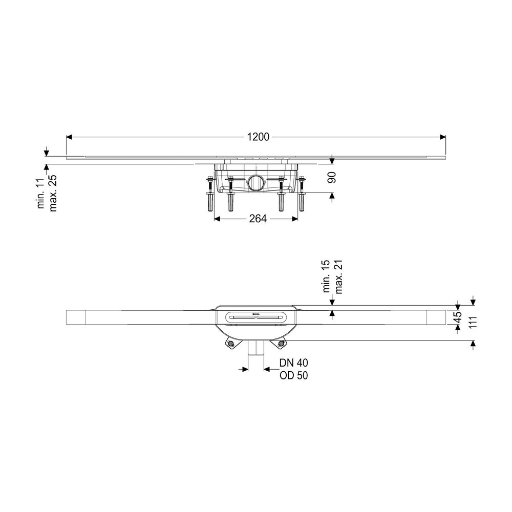 Kessel Duschrinne Linearis Infinity 90 Länge 1200mm DN 40, Bronze gebürstet... KESSEL-45204.12 4026092094570 (Abb. 2)