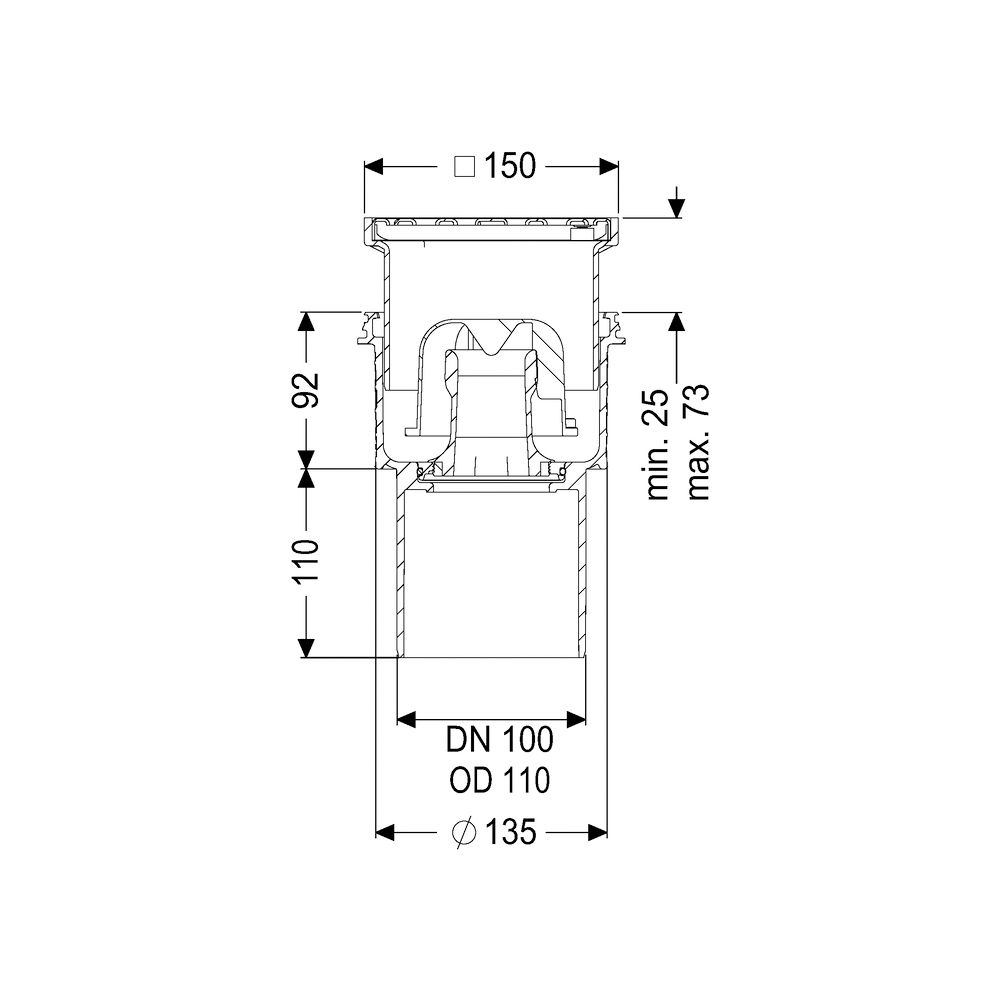 Kessel Boden-/Deckenablauf Practicus DN 100 Schlitzrost verschraubt, senkrecht... KESSEL-45210.11 4026092032992 (Abb. 2)