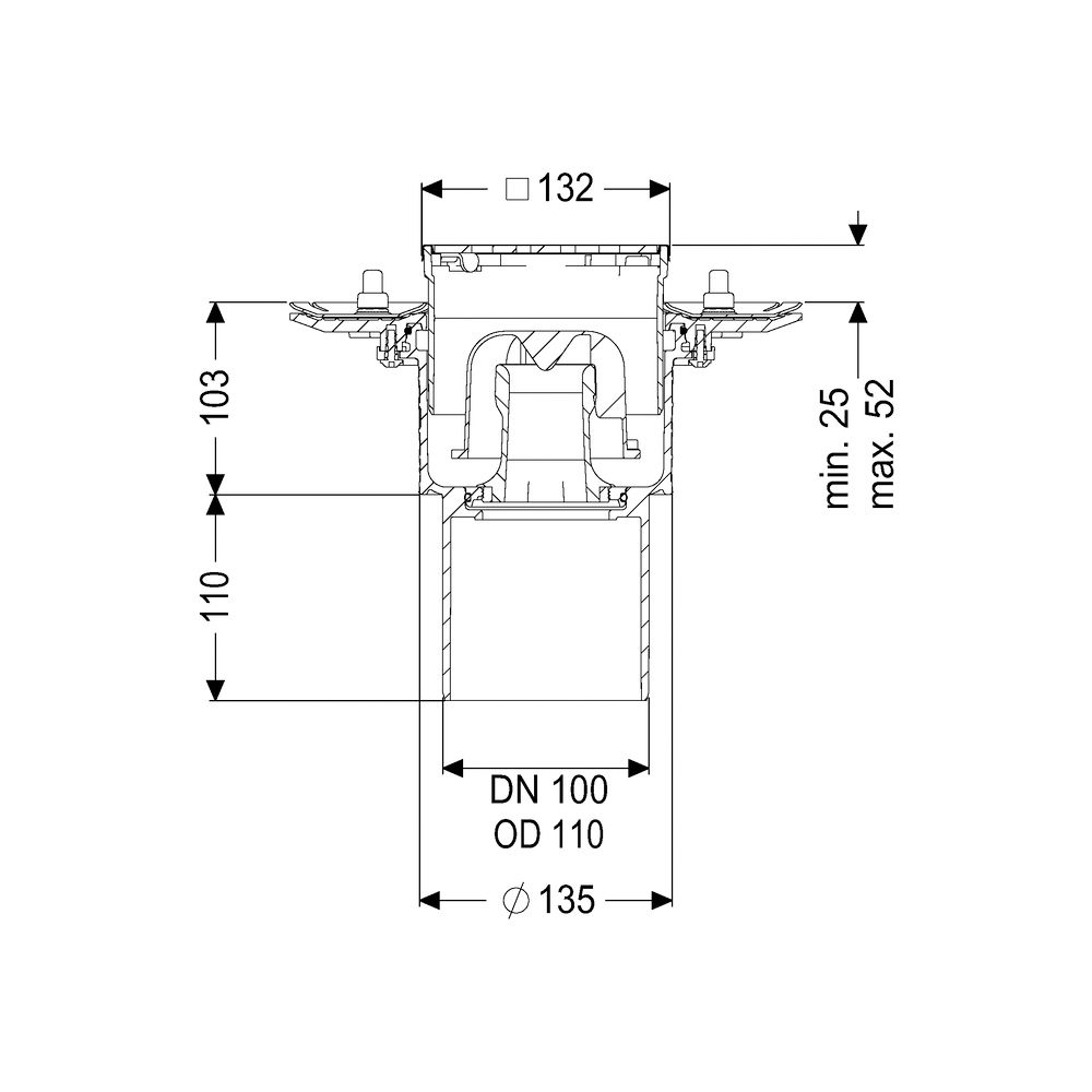 Kessel Bodenablauf Practicus Pressflansch DN 100 Designrost, senkrecht... KESSEL-45219.63 4026092052594 (Abb. 2)