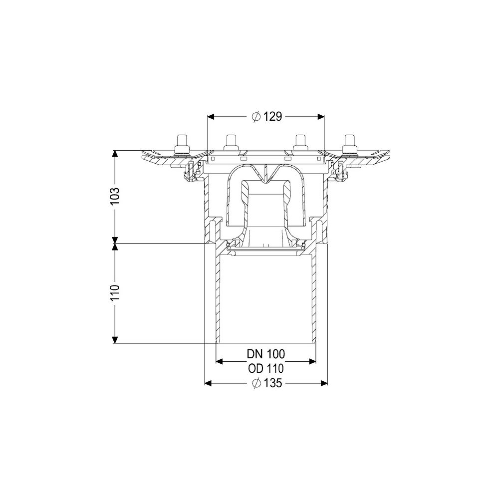 Kessel Practicus Grundkörper Pressflansch DN 100, Auslauf senkrecht... KESSEL-45219 4026092033821 (Abb. 2)