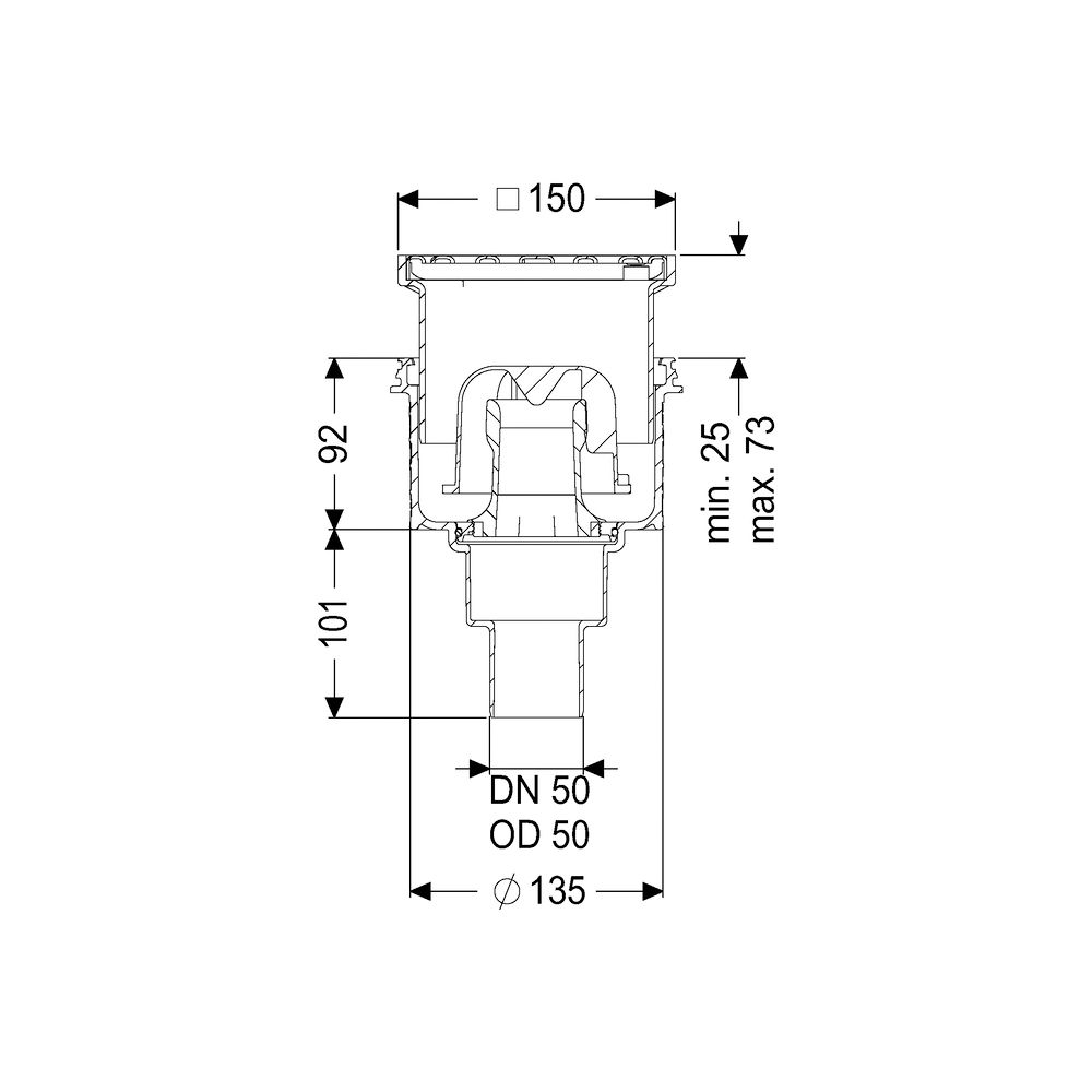 Kessel Boden-/Deckenablauf Practicus DN 50 Schlitzrost verschraubt, senkrecht... KESSEL-45250.11 4026092033760 (Abb. 2)