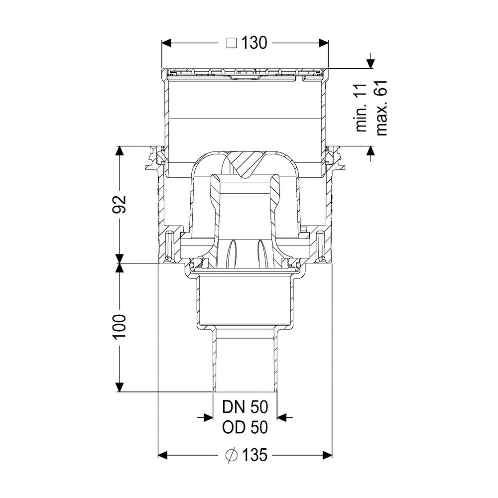 Kessel Boden-/Deckenablauf Practicus DN 50 Schlitzrost, senkrecht... KESSEL-45250.20 4026092092446 (Abb. 2)