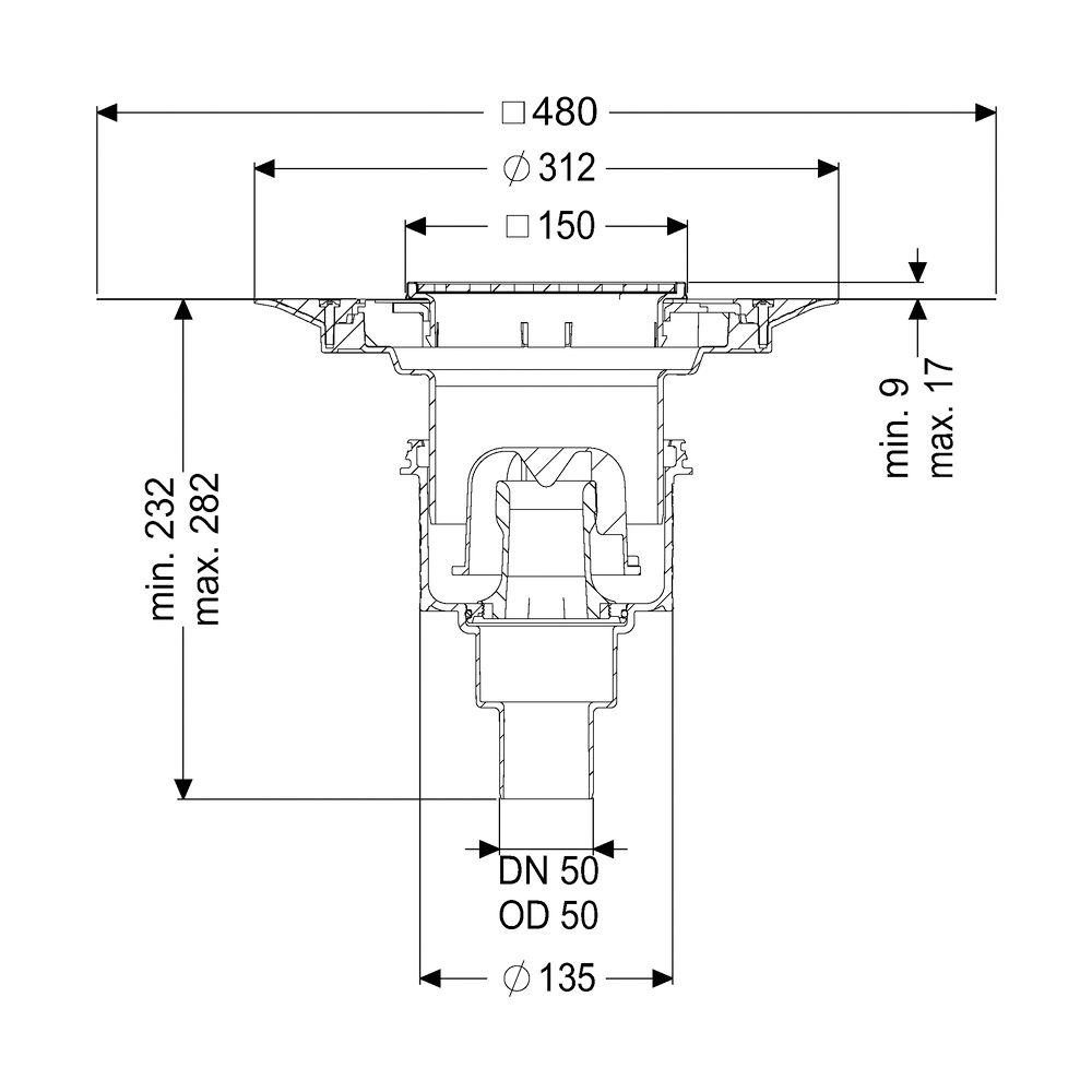 Kessel Boden-/Deckenablauf Practicus DN 50 Variofix Schlitzrost, senkrecht... KESSEL-45250.51 4026092033913 (Abb. 2)