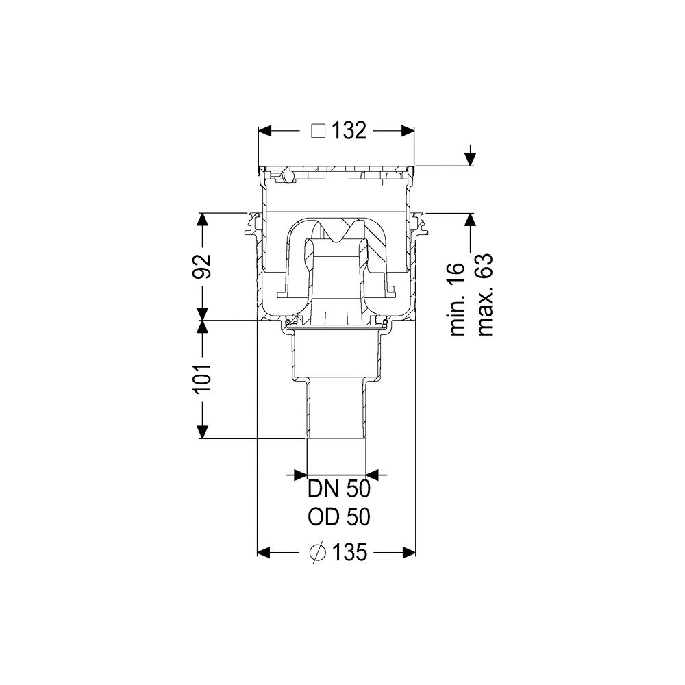 Kessel Boden-/Deckenablauf Practicus DN 50 Designrost, senkrecht... KESSEL-45250.63 4026092052723 (Abb. 2)