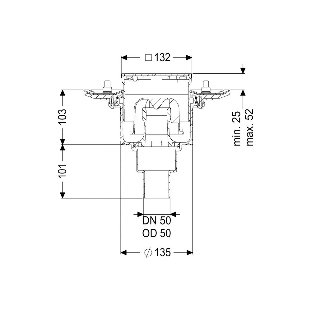 Kessel Bodenablauf Practicus Pressflansch DN 50 Designrost, senkrecht... KESSEL-45259.63 4026092052563 (Abb. 2)