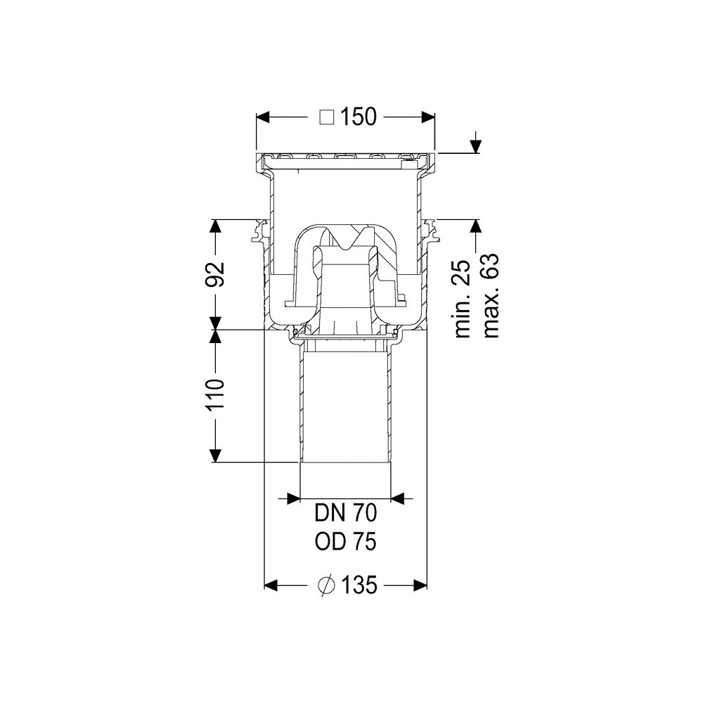 Kessel Boden-/Deckenablauf Practicus DN 70 Schlitzrost verschraubt, senkrecht... KESSEL-45270.11 4026092032930 (Abb. 2)