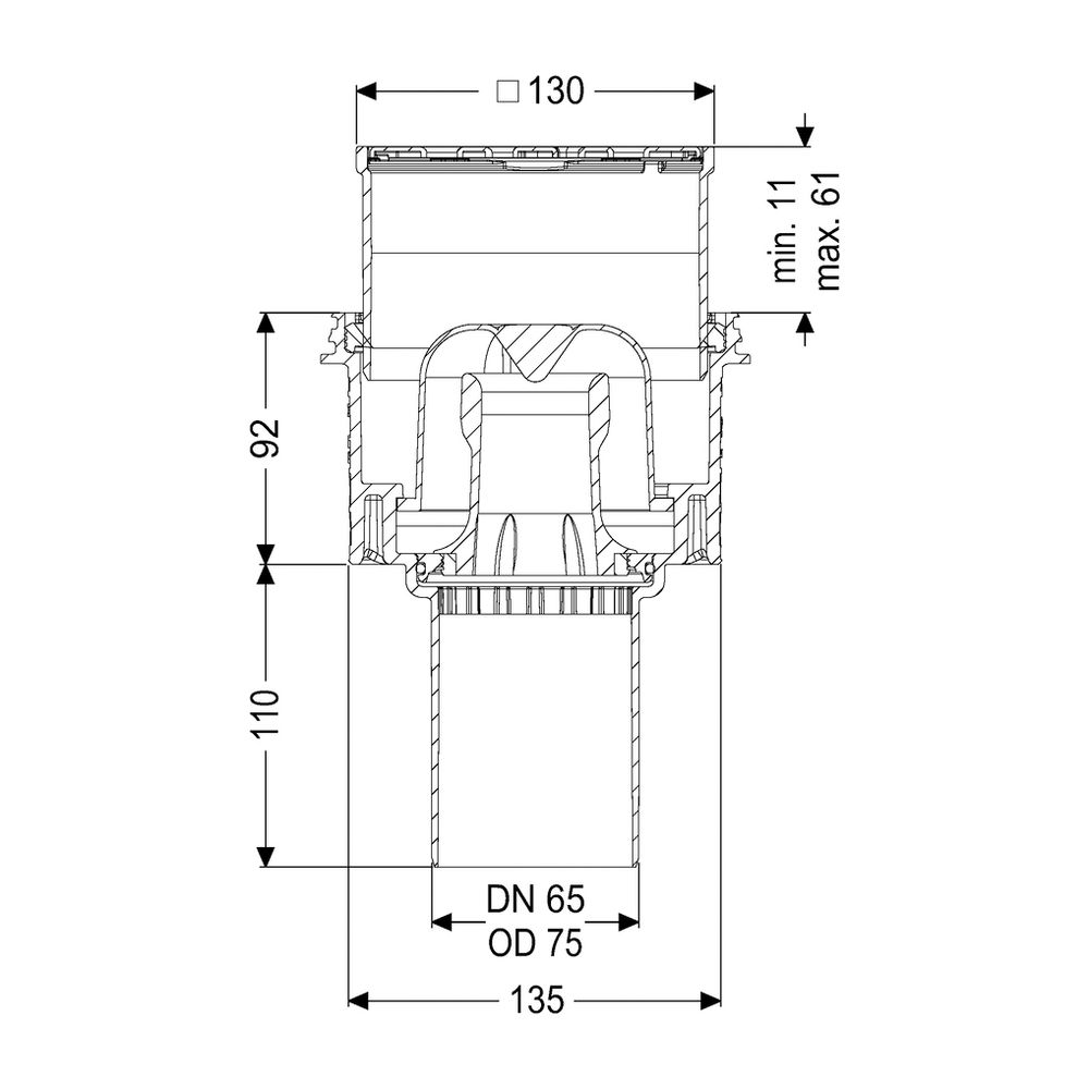 Kessel Boden-/Deckenablauf Practicus DN 70 Schlitzrost, senkrecht... KESSEL-45270.20 4026092092453 (Abb. 2)