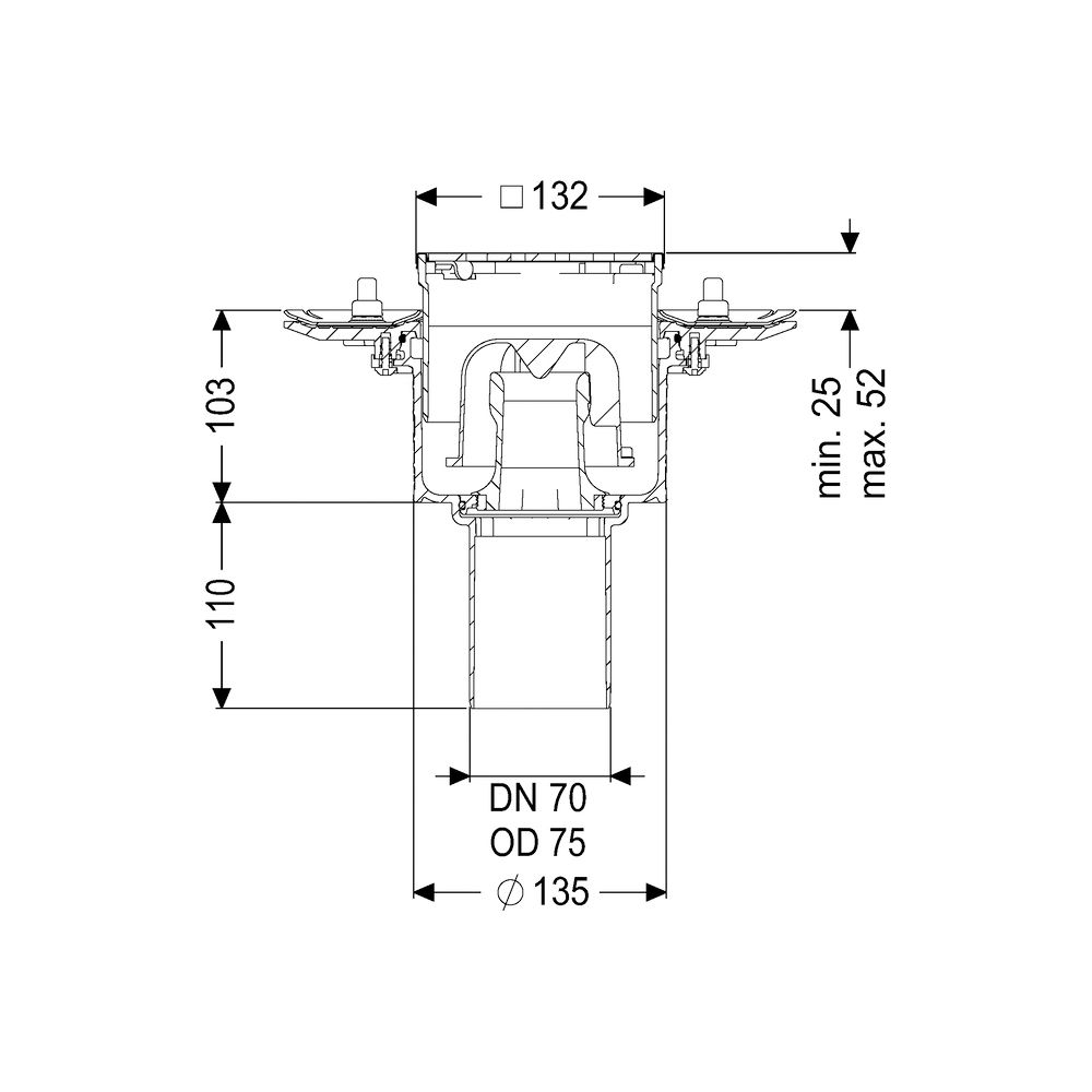 Kessel Bodenablauf Practicus Pressflansch DN 70 Designrost, senkrecht... KESSEL-45279.63 4026092052587 (Abb. 2)