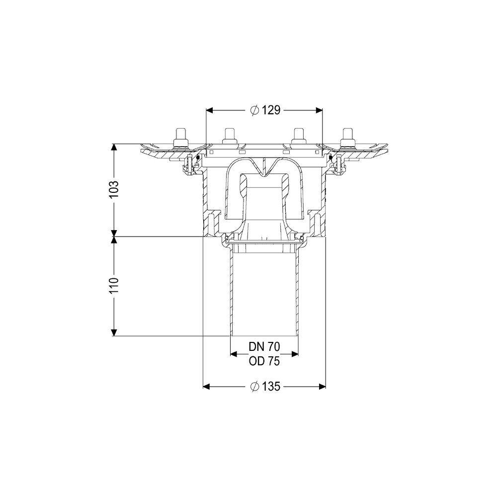 Kessel Practicus Grundkörper Pressflansch DN 70, Auslauf senkrecht... KESSEL-45279 4026092033814 (Abb. 2)