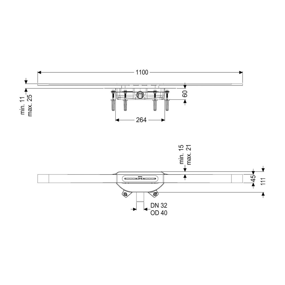 Kessel Duschrinne Linearis Infinity 60 Länge 1100mm DN 40 Megastop, Edelstahl gebürste... KESSEL-45300.11 4026092093931 (Abb. 2)