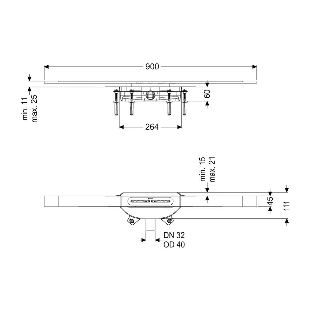 Kessel Duschrinne Linearis Infinity 60 Länge 900mm DN 40 Megastop, Kupfer gebürstet... KESSEL-45303.09 4026092094440 (Abb. 2)