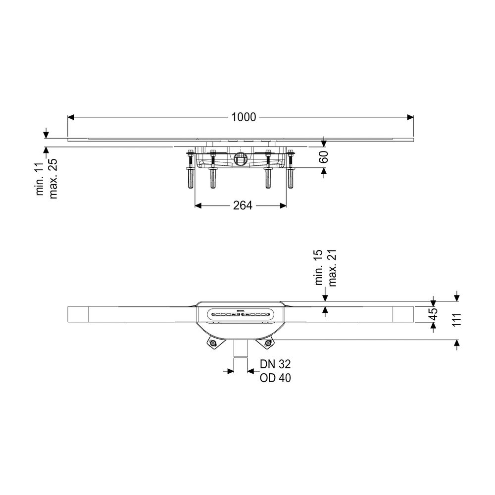 Kessel Duschrinne Linearis Infinity 60 Länge 1000mm DN 40 Megastop, Kupfer gebürstet... KESSEL-45303.10 4026092094457 (Abb. 2)