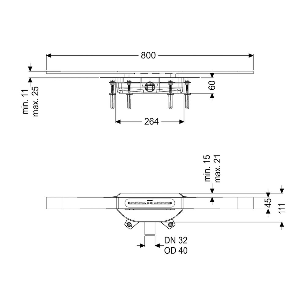 Kessel Duschrinne Linearis Infinity 60 Länge 800mm DN 40 Megastop, Bronze gebürstet... KESSEL-45304.08 4026092094587 (Abb. 2)