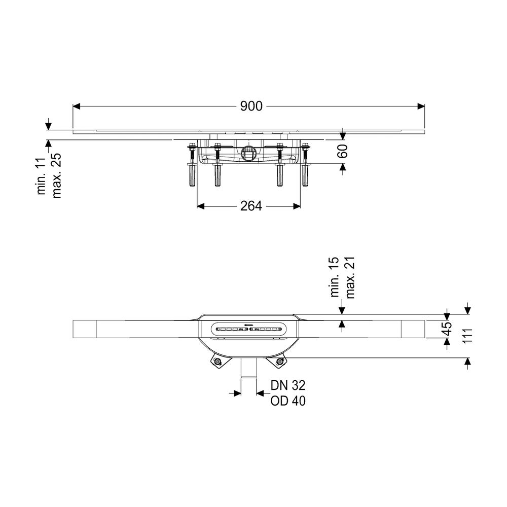 Kessel Duschrinne Linearis Infinity 60 Länge 900mm DN 40 Megastop, Bronze gebürstet... KESSEL-45304.09 4026092094594 (Abb. 2)