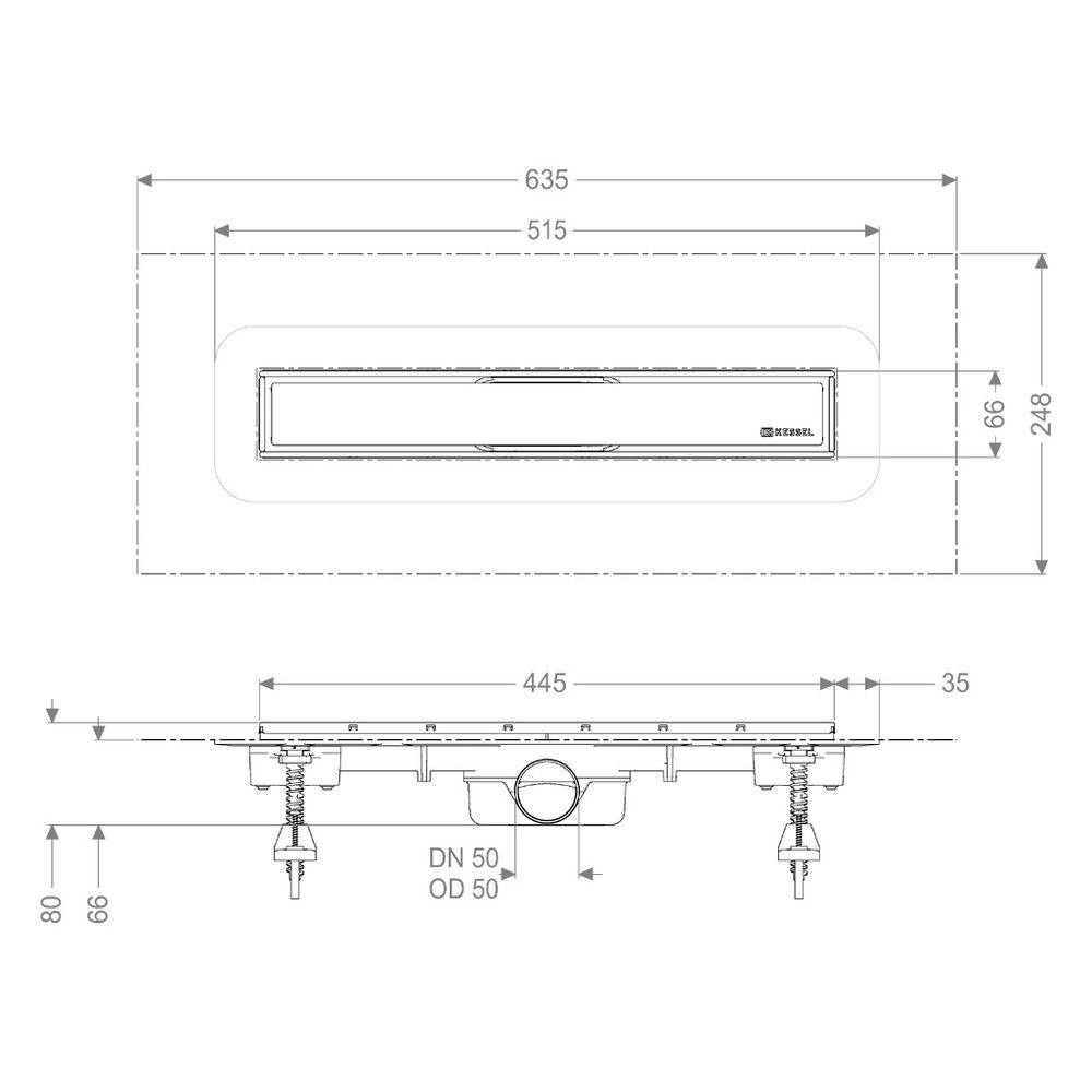 Kessel Linearis Duschrinne Compact DN 50 WaD, V2A, Länge 450mm... KESSEL-45600.60M 4026092078884 (Abb. 3)