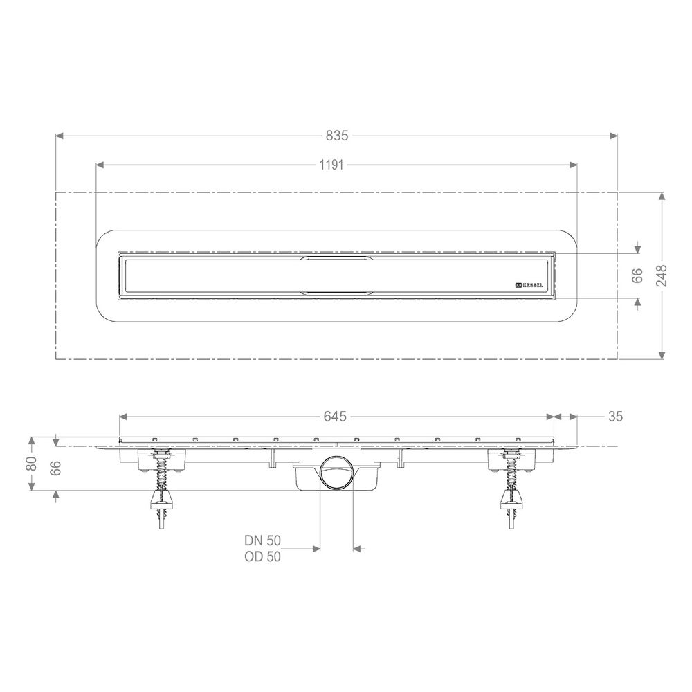 Kessel Linearis Duschrinne Compact DN 50 WaD, V2A, Länge 650mm... KESSEL-45600.62M 4026092078907 (Abb. 3)