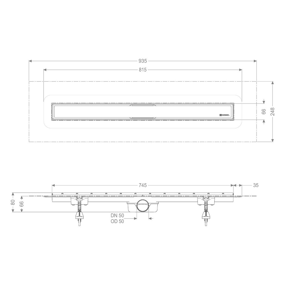 Kessel Linearis Duschrinne Compact DN 50 WaD, V2A, Länge 750mm... KESSEL-45600.63M 4026092078914 (Abb. 3)