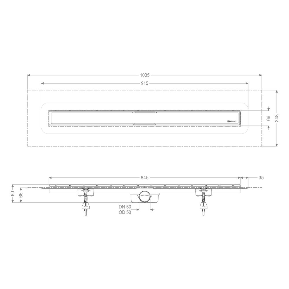 Kessel Linearis Duschrinne Compact DN 50 WaD, V2A, Länge 850mm... KESSEL-45600.64M 4026092078921 (Abb. 3)