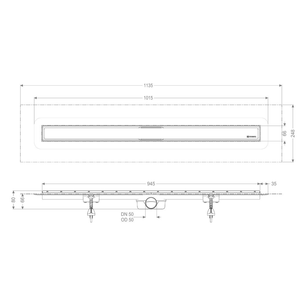 Kessel Linearis Duschrinne Compact DN 50 WaD, V2A, Länge 950mm... KESSEL-45600.65M 4026092078938 (Abb. 3)