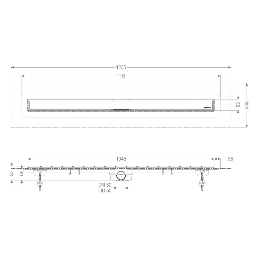Kessel Linearis Duschrinne Compact DN 50 WaD, V2A, Länge 1050mm... KESSEL-45600.66M 4026092078945 (Abb. 3)