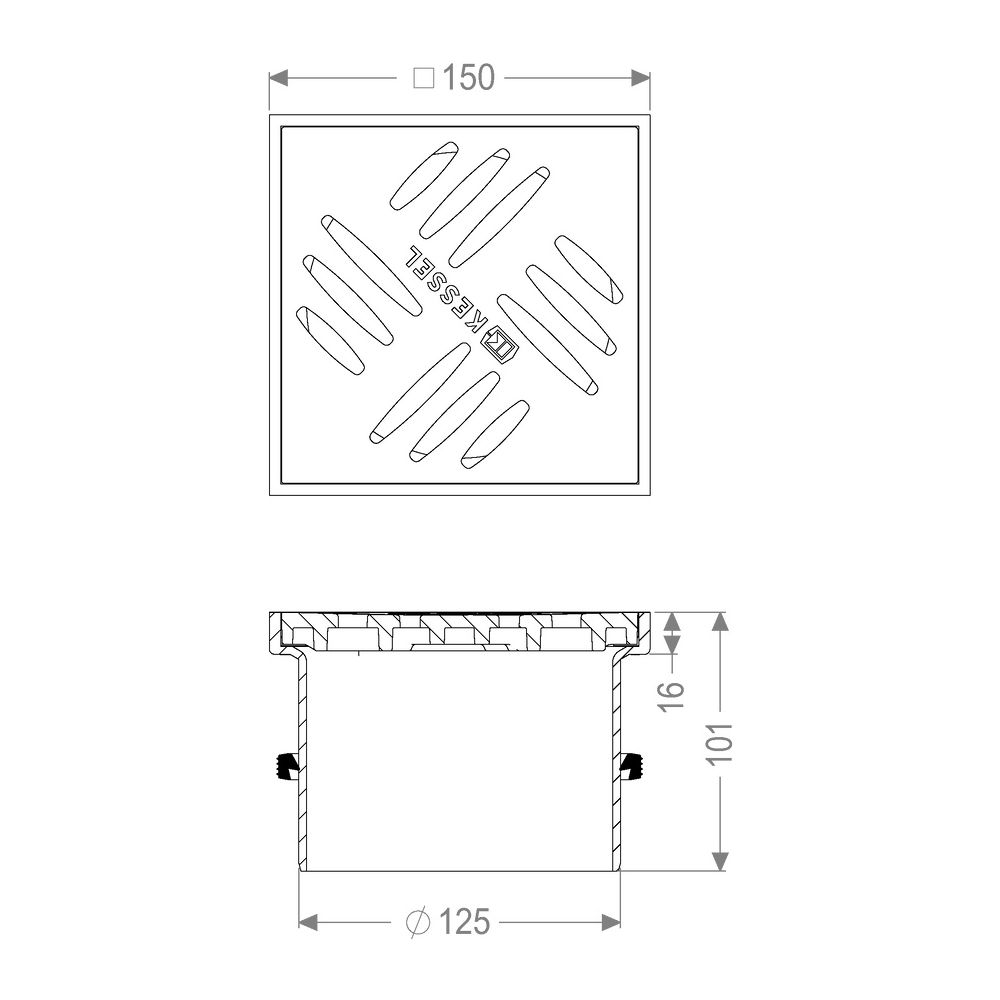 Kessel Aufsatzstück System 125, 150x150mm, Ecoguss, Schwarz... KESSEL-48194 4026092111024 (Abb. 2)