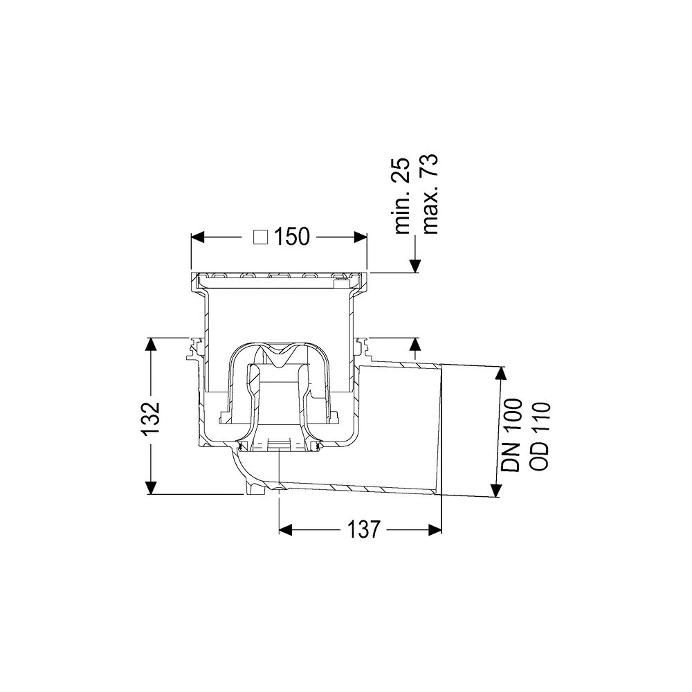 Kessel Boden-/Deckenablauf Ecoguss DN 100 Schlitzrost, seitlich... KESSEL-48311.11 4026092034248 (Abb. 2)