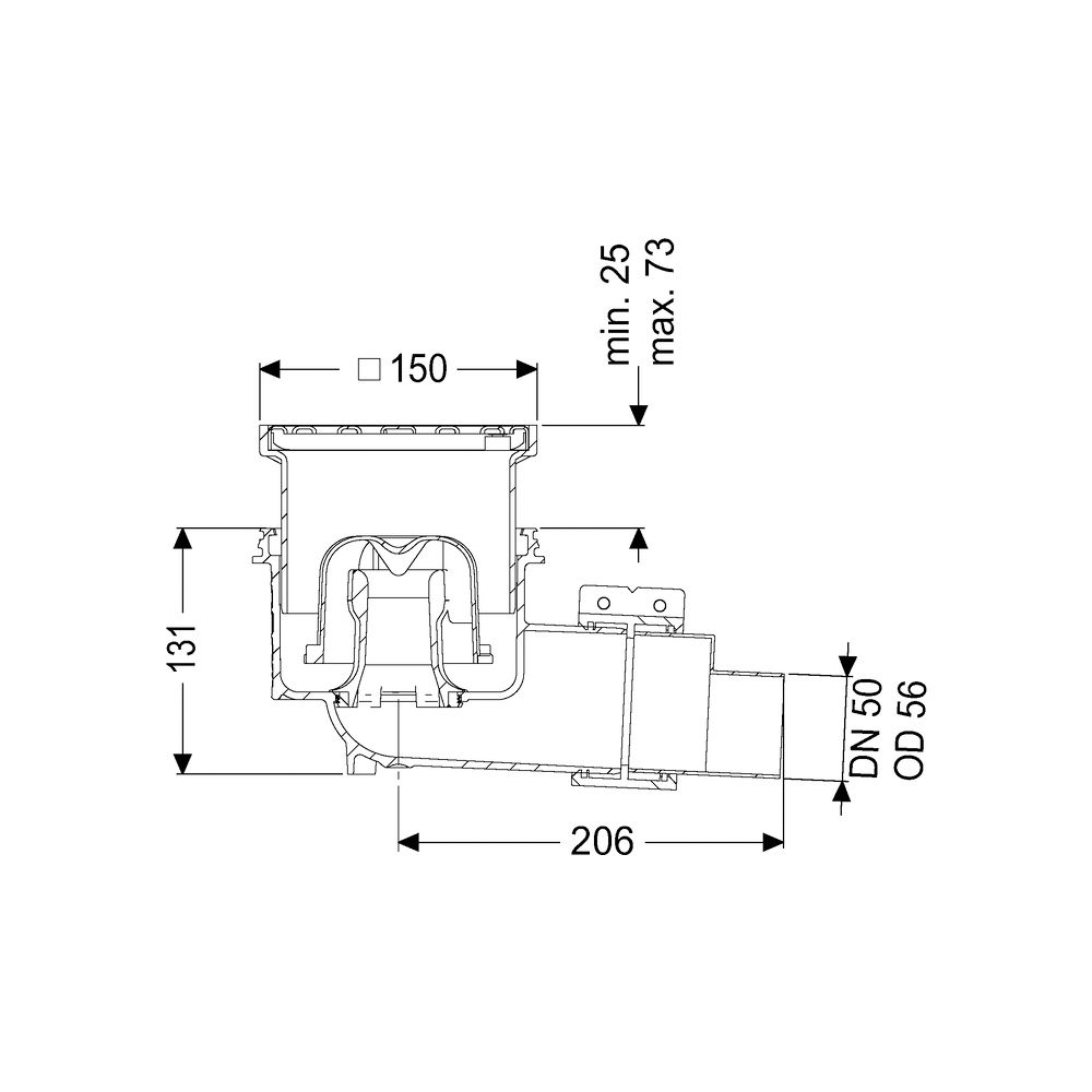 Kessel Boden-/Deckenablauf Ecoguss DN 50 Schlitzrost, seitlich... KESSEL-48358.11 4026092034262 (Abb. 2)