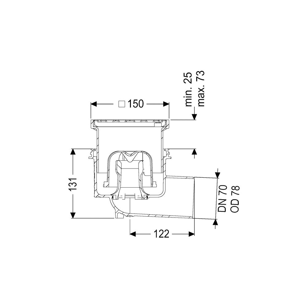 Kessel Boden-/Deckenablauf Ecoguss DN 70 Schlitzrost, seitlich... KESSEL-48378.11 4026092034286 (Abb. 2)